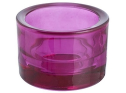 Svícen na čajovou svíčku sklo tm. růžový 5,7 x 8,3 cm