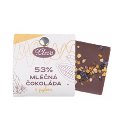 Čokoláda mléčná 53 % s pylem Pleva 4 g