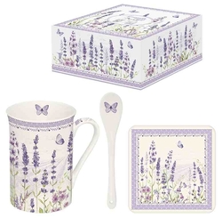 Hrnek, lžička a podložka Lavender Easy Life 250 