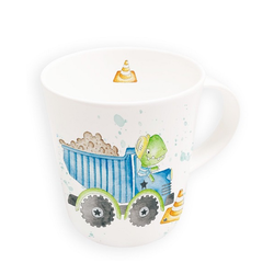 Hrnek dětský Náklaďák s dinosaurem kostní porcelán Grätz 300 ml 