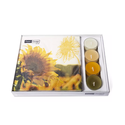 Ubrousky Dusk Sunflower + svíčky Paper+Design 33 x 33 cm, 20 + 4 ks