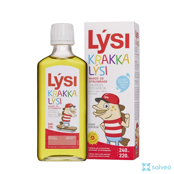 Dětský olej z tresčích jater a tuňáka s vit. D,E, A Lýsi 240 ml