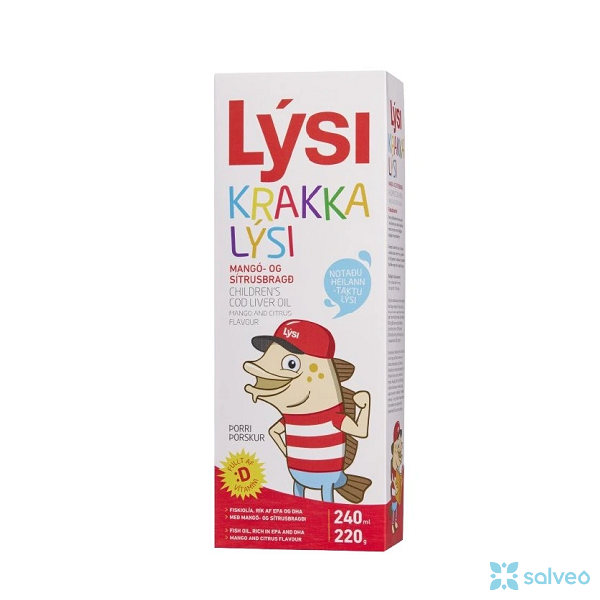 Dětský olej z tresčích jater a tuňáka s vit. D,E, A Lýsi 240 ml