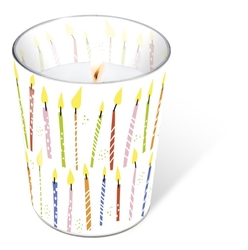 Svíčka ve skle B-day Candles 8,5 x 10 cm